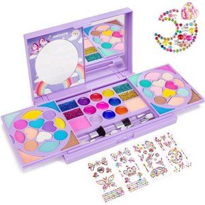 Kids MakeupKit for GirlPrincess Real Washable CosmeticToy Beauty Set with Mirror